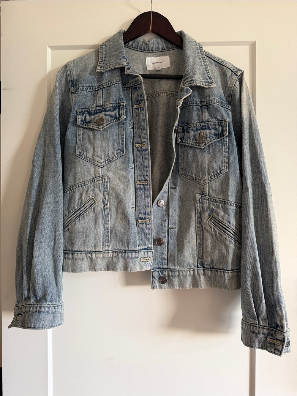 Current Elliott Light Blue Washed Denim Jacket